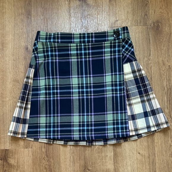 Urban Outfitters Dresses & Skirts - Urban Outfitters Mixed Plaid Pleated Wrap Mini Skirt Size Small